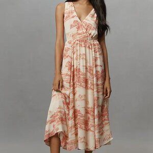 REFORMATION Ivory Combo Print Farah Sleeveless V-neck Midi Dress Size 8